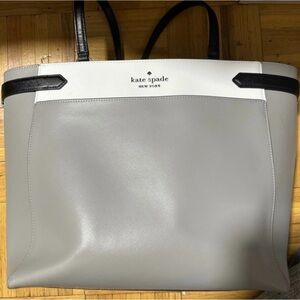 Kate Spade White and Gray Handbag with Black Trim